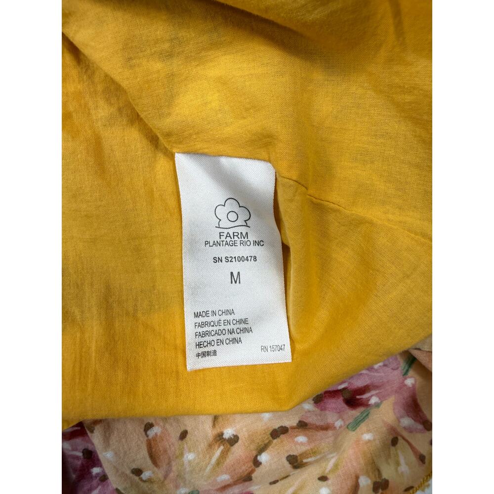 Farm Rio Banana Sunshine Mini Dress Sz M tiered skirt beaded tassel - Picture 5 of 13
